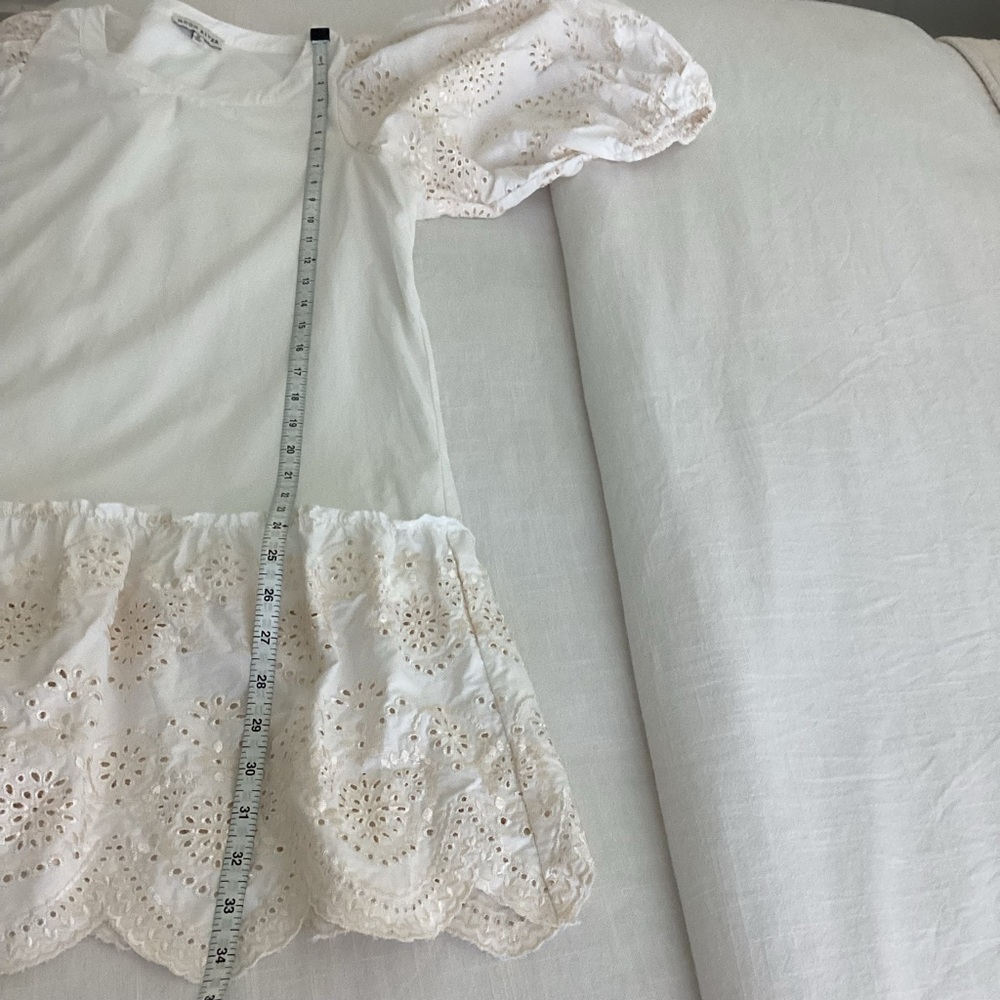 Moon River Dress Womens 
Medium Ivory Embroidered Eyelet Puff Sleeves Feminine - Picture 13 of 14